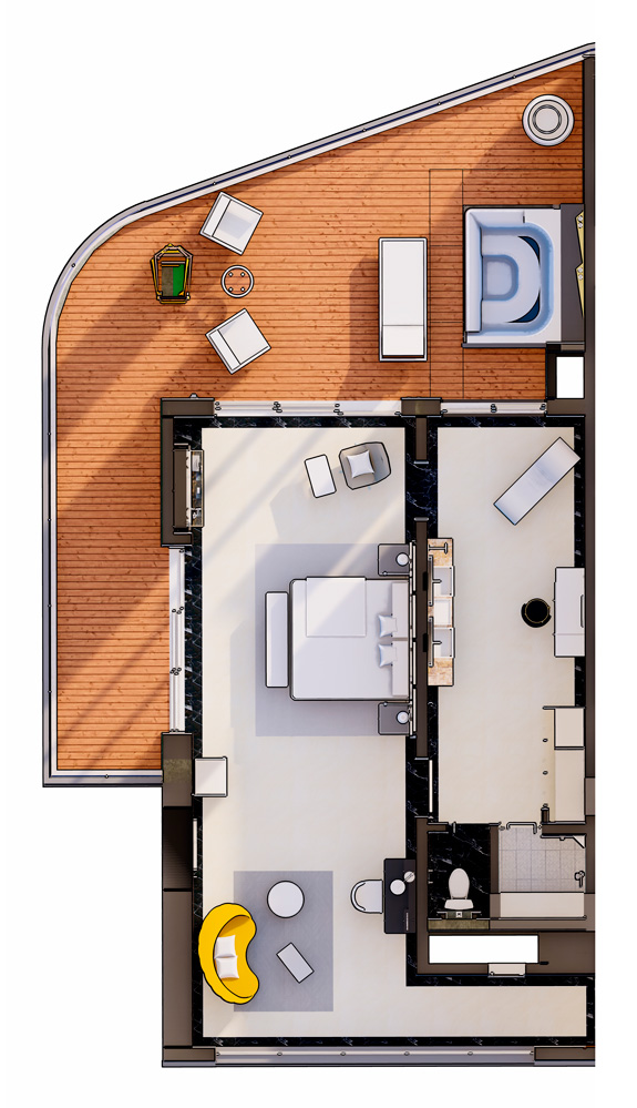 Floor plan Mousai corner suite south