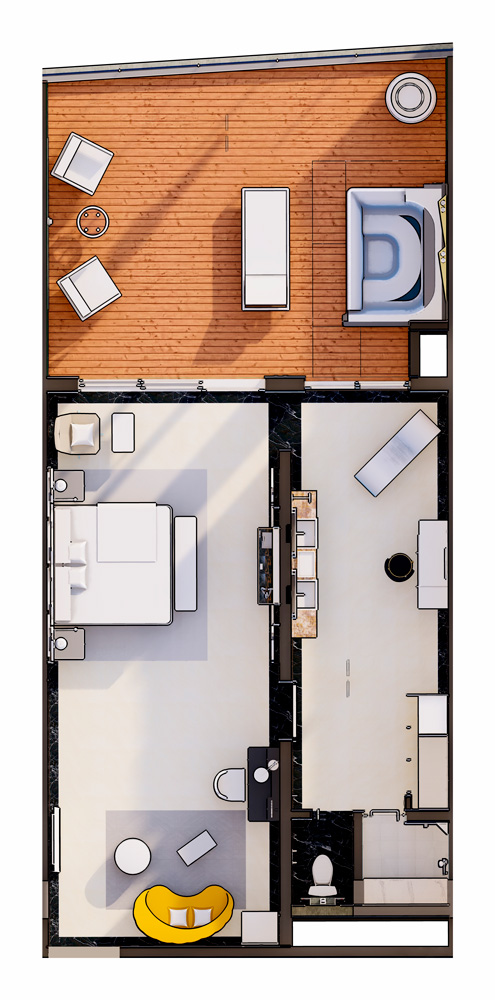 Floor plan Mousai suite south 1 king bed