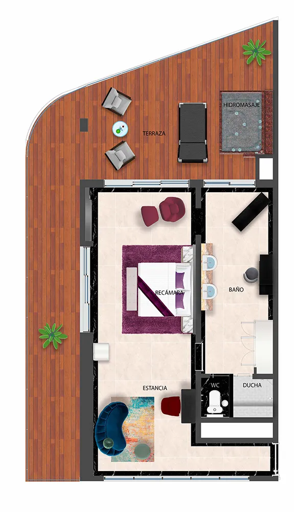 Floor plan MOUSAI Corner Suite South